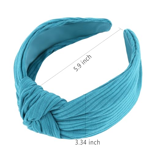 YISSION Wide Knotted Headbands for Women Non Slip Head Band Blue Headband Fashion Top Knot Hairband Hair Accessories for Women Girls - color: Blue