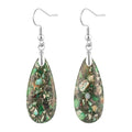 Stone Drop Earrings for Women Earrings Teardrop Jasper Stone Dangle Earrings - color: Brownish Green-Silvery Hook
