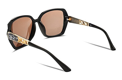 FEISEDY Polarized Women Square Sunglasses Sparkling Composite Shiny Frame B2289 - color: Ice Blue