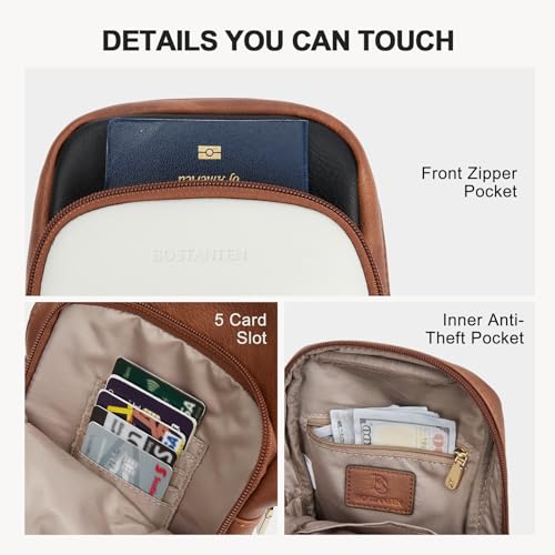 BOSTANTEN Sling Bag Quilted Crossbody Bags for Women Cross Body Purse Leather Fanny Pack with Adjustable Guitar Strap - color: A-tricolor Mix
