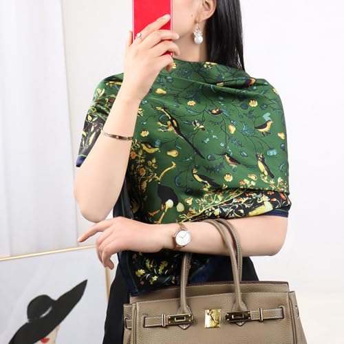 K-Elewon Large Square Scarf 43" Silk Scarf Fashion Scarves Silk Feeling Hair Wrapping Scarfs Night Sleeping Headscarf - color: Vb16