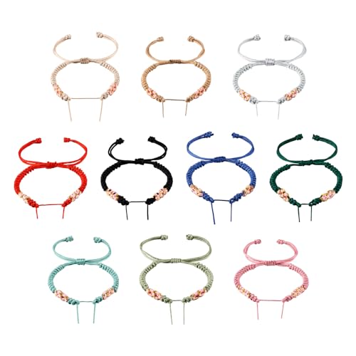 Adjustable Slider Bracelets Colorful Half Finished Bracelets Adjustable Beaded Bracelets DIY Friendship Bracelets for Women Jewelry Making Gifts Supplies - color: Mixed Colors-Peach Knot