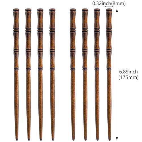 12 Pcs Vintage Wood Hair Sticks Bamboo Shape Hair Chopsticks Japanese Chinese Hairpin Decorative Retro Hair Forks Hanfu Pins Bun Holders for Long Hair Women (Brown) - color: Brown