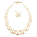Fuqimanman2020 Chunky Large Simulated Pearl Choker Necklace Drop Dangle Earrings Crystal Bib Big Round Beaded Strand Multicolor Costume Statement Wedding Jewelry Set for Women Brides - color: White