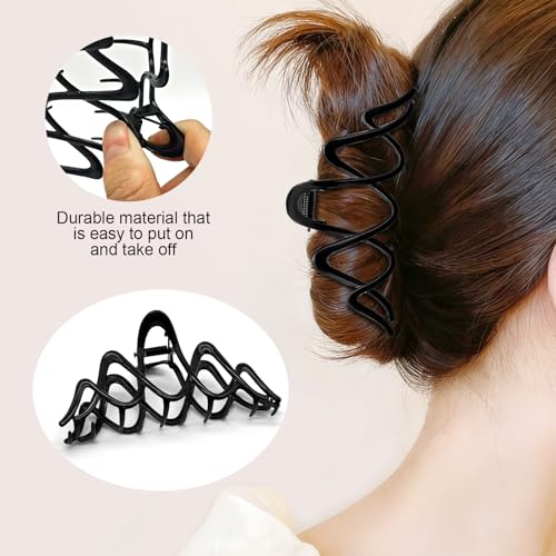Metal Claw Clip for Thick Hair, Black Claw Clip with Strong Hold, Non-Slip Metal Hair Clip for Buns, Twists & Half-Up Styles, 1 Piece