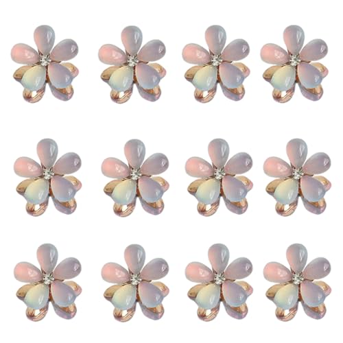 Small Crystal Hair Charm Claw Clips for Women Girl, 10PCS Gradient Cat's Eye Mini Flower Claw Design Hair Accessories (Blue) - color: Blue