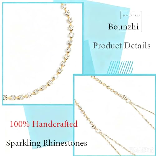 Bounzhi Rhinestone Crossover Body Chain Bra Shiny Crystal Chest Harness Bikini Body Jewelry - style: 1G