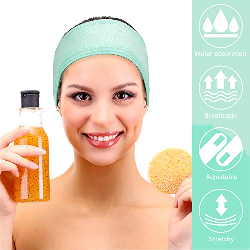 Whaline 4 PCS Spa Headband, Make up Hair Band, Stretch Terry Cloth Headband for Sport Yoga Shower (Mint Green) - color: Mint Green