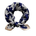 ANDANTINO 100% Mulberry Silk Scarf -21” Square Neckerchief with Gift Packed - color: Leaves-navy Blue