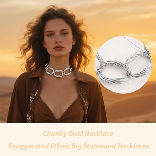 choice of all Chunky Gold Necklace Statement Necklace for Women Punk Chain Thick Gold Choker Jewelry Trendy Birthday Gifts - color: N2:chunky silver necklace
