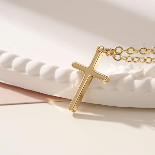 Turandoss Gold Cross Necklace for Women Girls Jewelry Gifts, Dainty 14K Gold Plated Cross Necklace Infinity CZ Holy Mary Medal Necklaces for Women Baptism Religious Faith Jewelry First Communion Gifts - color: 14k gold cross necklace
