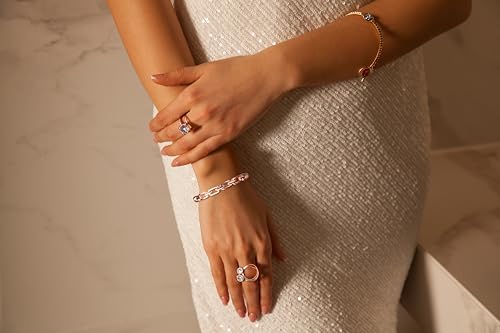 SPUNKYsoul Chain Link Buckle With Rhinestones Cuff Bracelet in Gold, Silver Rose Gold and Gun Metal for Women - style: "Lydia" Rose Gold Thin Link