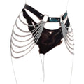 Punk Leather Belly Waist Chain Belt,Punk Sexy Gothic Jewelry Accessories Waist Chain Goth Belt Silver Layered Body Chains - style: Multi chain waist belt