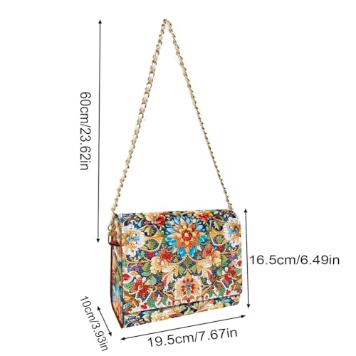 C'eitura Floral Diamond Art Wooden Clutch with Chain, DIY 5D Rhinestone Shoulder Bag, Elegant Botanical Purse, Wedding Gift for Women - color: Skb205