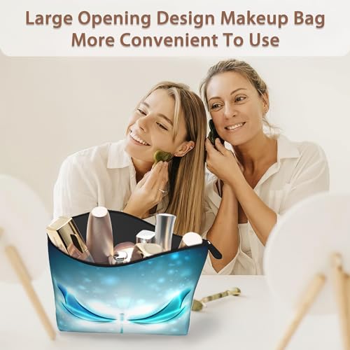 Blue Glowing Dragonfly Cosmetic Bag Abstract Makeup Bags,Travel Make up Bags for Women Girls Cute Zipper Pouch Toiletry Organizer Bag Travel Essentials - color: Blue Glowing Dragonfly
