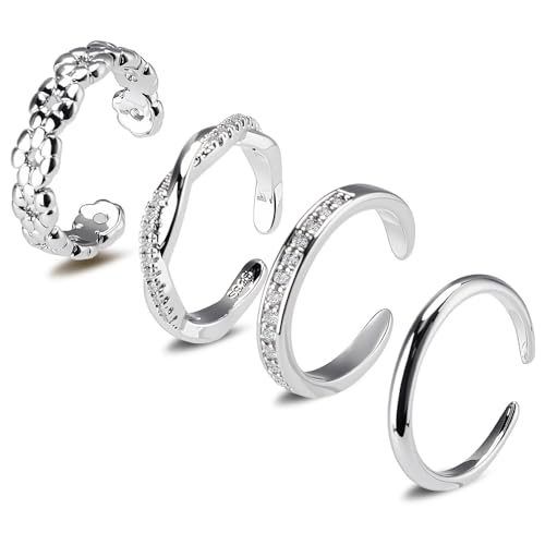 Toe Rings for Women, Adjustable Toe Rings Simple Open Band, Summer Beach Foot Jewelry Set gold Toe Ring - color: Silver