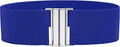 BlackButterfly Wide Elastic Waist Cinch Stretch Waistband Retro Vertical Clasp Buckle Belt - color: Royal Blue, size: Medium