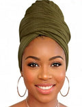 Head Wraps for Black Women, Breathable Headwrap Soft Long Hair Wraps Wide Headscarves for Locs Braids - color: Army Green