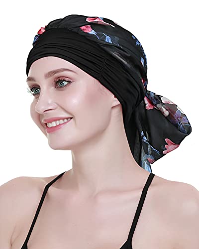 Chemo Headwear Turbans for Women Long Hair Head Scarf Headwraps Cancer Hats - color: Both Burgundy