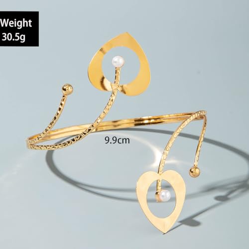 Golden Metal Starfish Seashell Upper Arm Bracelet Flower Charm Bohemia Bracelets for Women Beach Wedding Adjustable Open Cuff Bangle Coil Swirl Armband Party Jewelry - color: Style 02