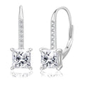 KRKC Moissanite Earrings, 1.0ct-2.0ct D Color Lab Created Diamond Earring, 14k White Gold Plated Sterling Silver Dangle Earrings S925 Leverback Drop Earring for Women Hypoallergenic Jewelry for Gifts - color: Princess-Silver-4.5mm