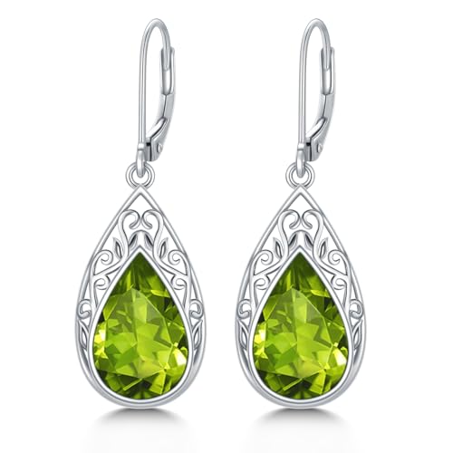 POIUY Gifts for Women Hypoallergenic Teardrop Filigree Birthstone Leverback Dangle Earrings 18K White Gold Fashion Jewelry Anniversary Wedding Birthday Gifts for Women Daughter Sister Girlfriend Wife - style: 8-August Birthstone Earrings