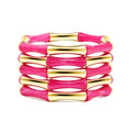 Gold Tube Bangle Bracelets for Women Stackable Bamboo Chunky Acrylic Beads Stretch Friendship Summer Beach Bracelet Jewelry - color: Red