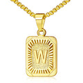 JSJOY Graduation Gifts 2026 Gold Initial Necklaces for Women Men Gold Letter Necklaces 26 Capital A-Z Letter Pendant Necklaces for Women Square Monogram Necklace for Her Initial Necklaces - color: Gold Letter W