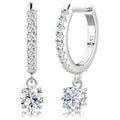 Moissanite Earrings, Sterling Silver Hoop Earring 1.0ct-2.0ct D Color Brilliant Hypoallergenic Earring for Women Men Drop Dangle Moissanite Leverback Mother's Day Gift - color: 1.0 carats(0.5ct*2)-Silver