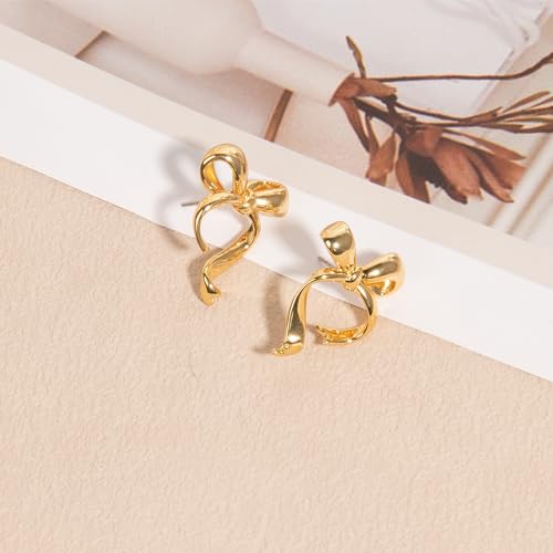 Gold Silver Bow Drop Earrings for Women Long Tassel Chain Bow Earrings Ribbon Bowknot Dangle Earrings Jewelry Gifts - color: Gold Bow C