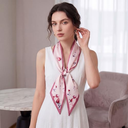 RIIQIICHY Hair Scarf for Women Like Silk Scarves Headband Neck Scarfs Twilly Purse Accessories - color: C021