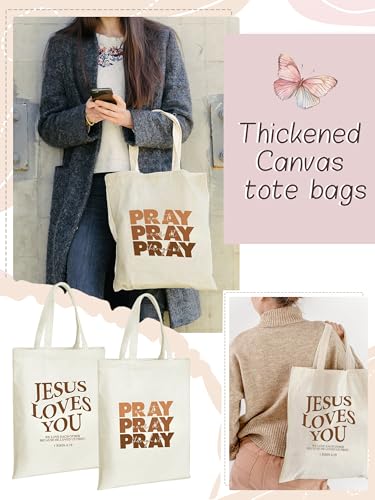 Christian Floral Tote Bags Bulk for Women Bible Verse Canvas Totes Religious Church Bags for Inspirational Gifts - color: Christian