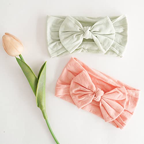Jesries 22 PCS Baby Headbands Soft Nylon Hairbands with Bows Girls Hair Accessories for Newborn Infant Toddler Kids Handmade - color: Army Green