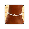 Tgirls Boho Ankle Bracelets for Women Beaded Anklets Chain Beachy Flower Foot Accessories - color: White