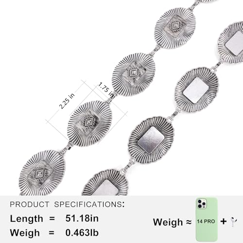 Montana West Rustic Couture's Large Western Concho Metal Belts for Women Cowgirl - color: Bright Silver