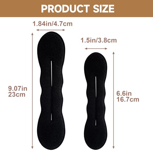 2 Pcs Hair Bun Maker for Women, Sponge Hair Bun Shaper, Non-Slip Bun Updo Curler, Hair Styling Accessories for Long Thin Straight Wavy Hair - color: Black