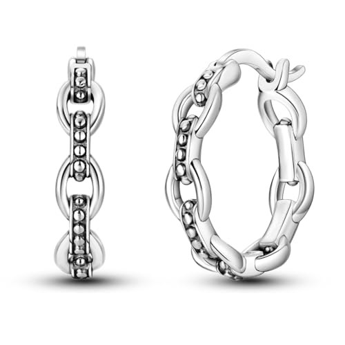 NARMO 925 Sterling Silver Hoop Earrings for Women Hypoallergenic Lightweight Simple Huggie Hoop Earrings Twisted Hoop Earrings Colorful Cubic Zirconia Hoop Earrings Rainbow Hoop Earrings - color: Chain Buckle