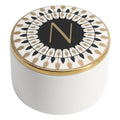 COLLECTIVE HOME - Monogram Jewelry Box, Bohemian Ceramic Trinket Box, Storage for Necklace Ring Bracelet Keys, Birthday Mother's Day Christmas Gift for Women, 3.25" x 2.5" (N) - color: N