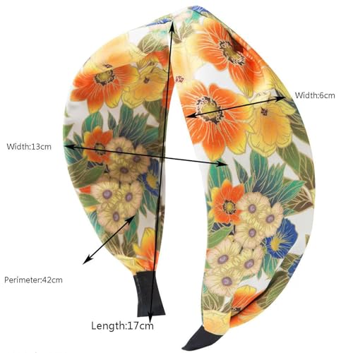 4 Pack Flower Printed Headbands for Women Wide Knotted Headbands Fashion Hair Bands-Island Style - color: Island Style