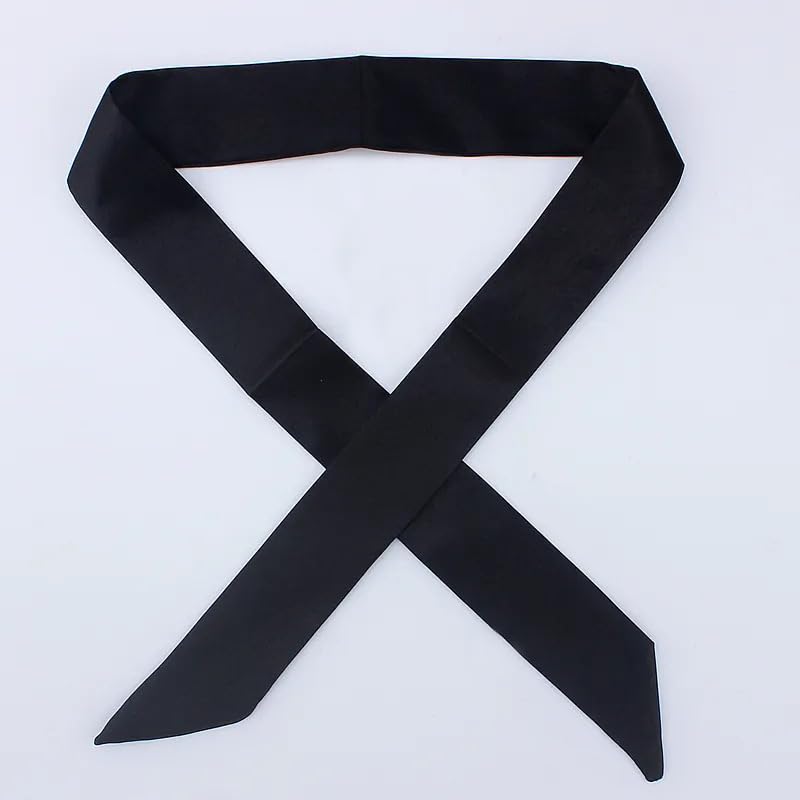 10 Pcs Long Thin Small Skinny Scarf Satin Neck Tie Ribbon Choker for Women Girls - color: Black