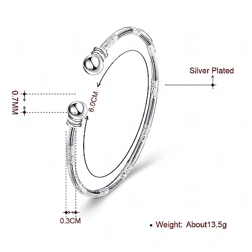 925 Sterling Silver Bracelets Open Adjustable Bangle Bracelet Teardrop Water Drop Cuff Bangles for Women - color: Pattern 3