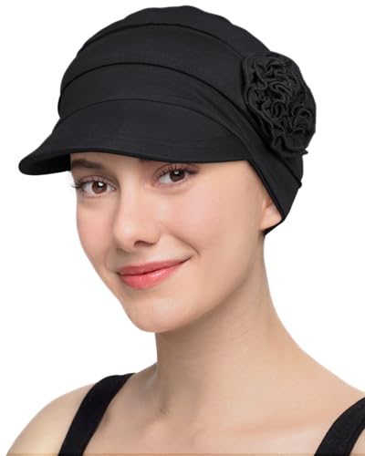 Hachapy Soft Newsboy Cap for Women Slip on Headwear Summer - color: Black