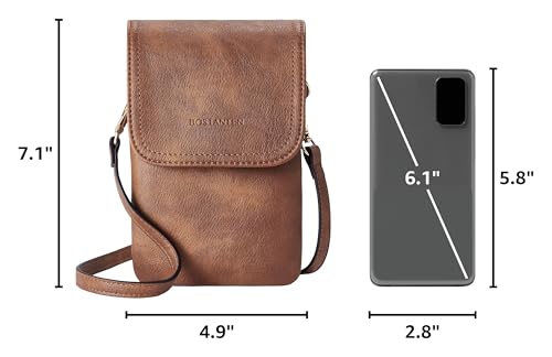 BOSTANTEN Vegan Leather Crossbody Bags for Women Designer Cell Phone Bag Wallet Purses Adjustable Strap - color: A-01-retro Brown