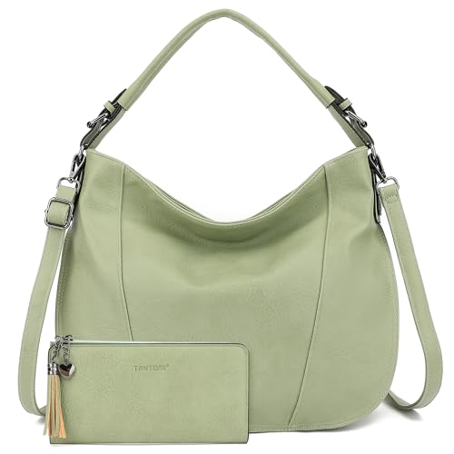 TANTOMI Hobo Bags Purses for Women, Women's Crossbody Handbags and Shoulder Bag, Multi-Pocket Large Hobo Purse - color: Light Green