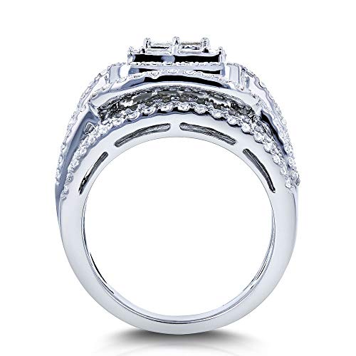925 Sterling Silver Shiny Full Diamond Gemstone Ring Cubic Zirconia Rings Fold Wear Bridal Sets CZ Diamond Multi Row Ring Eternity Engagement Wedding Band Ring For Women (US Code 10) - size: US Code 10