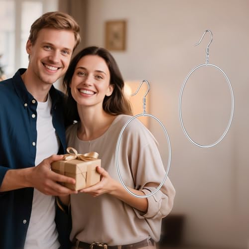 POPLYKE Sterling Silver/Rose Gold/Gold Plated Large Hoop Earrings Circle Dangle Drop Earrings for Women 40 50 60 70 80mm - color: Oval, size: 50mm
