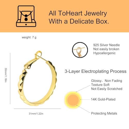 ToHeart Gold Hoop Earrings for Women Twist Hoop Earrings Gold Plated - style: Hoop Earrings N
