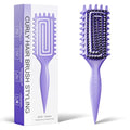 Curly Hair Brush, Curl Defining Brush with Soft Boar Bristles Detangling Tangled Glides, Wide-Teeth Design Effortlessly Shaping & Defining Curls, Curling Definer for Wet & Dry Hair (Purple) - color: Purple