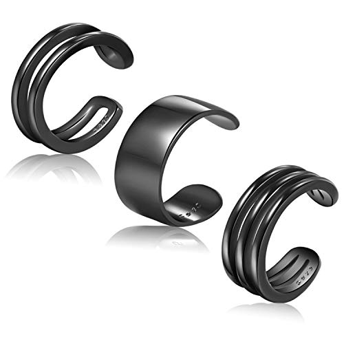 CHIC & ARTSY 925 Sterling Silver Ear Cuffs for Women, Non Piercing Clip On Cartilage Cuffs, Adjustable Fake Conch & Helix Earrings, Gold Plated & Oxidized Various Styles - color: ear cuff #8