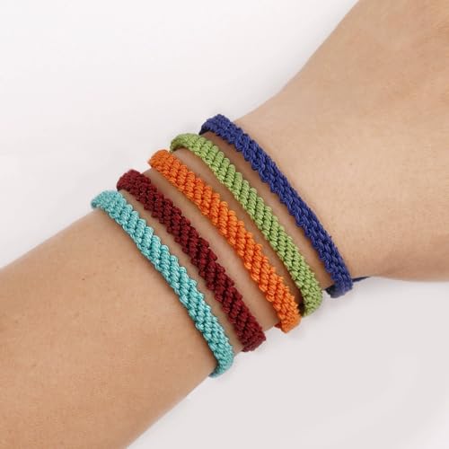 1/2Pcs Set Tibetan Rope Braided Rope String Adjustable Bracelet for Women Men Jewelry Handmade Bohemian Lucky Protection Bracelet Colorful - color: orange
